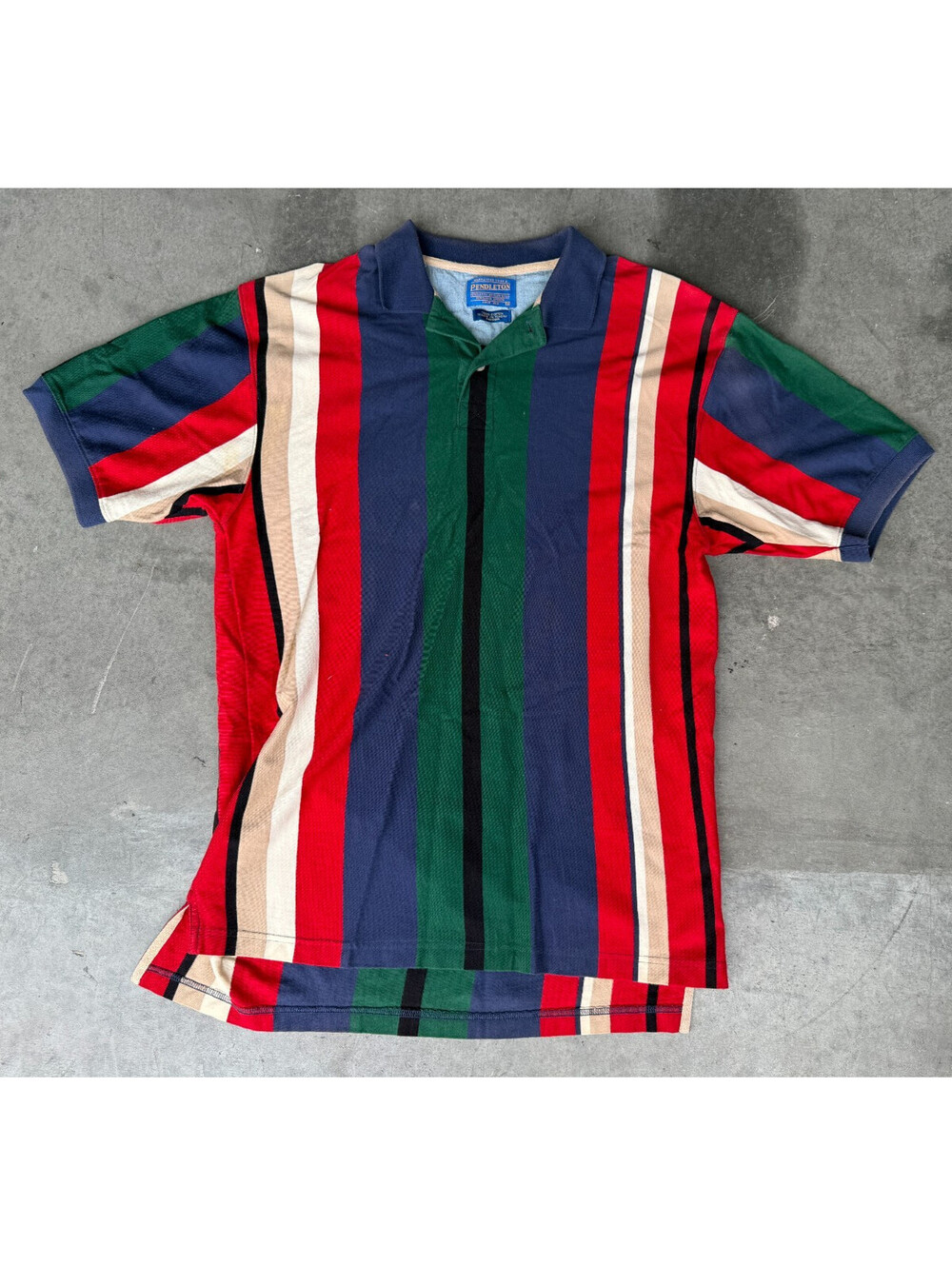 VTG Mens Sz Medium PENDLETON Striped Short Sleeve Polo Shirt Y2K 90's